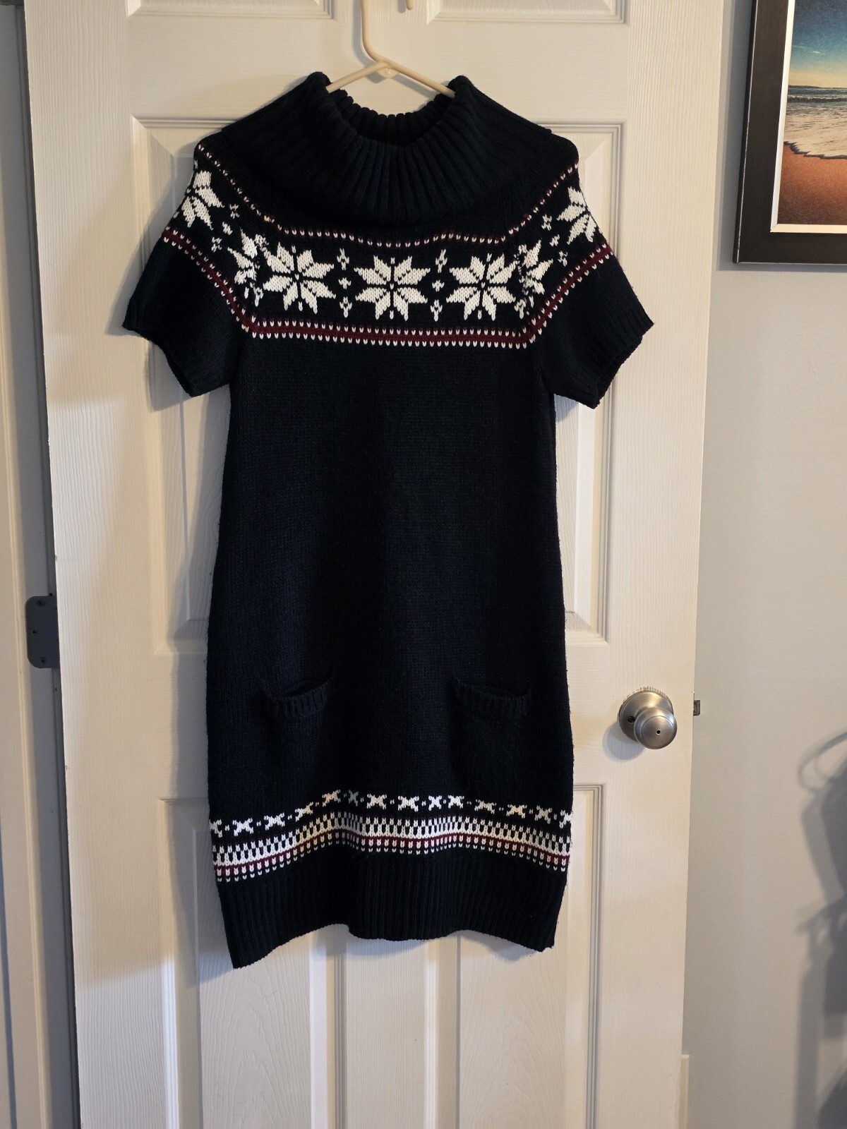 Cato Women's Holiday Turtle Neck Ribbed Sweater Dress Size Medium