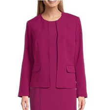 NWT Kasper Crepe Long Sleeve Open Front Coordinating Jacket IN COLOR CERISE 4