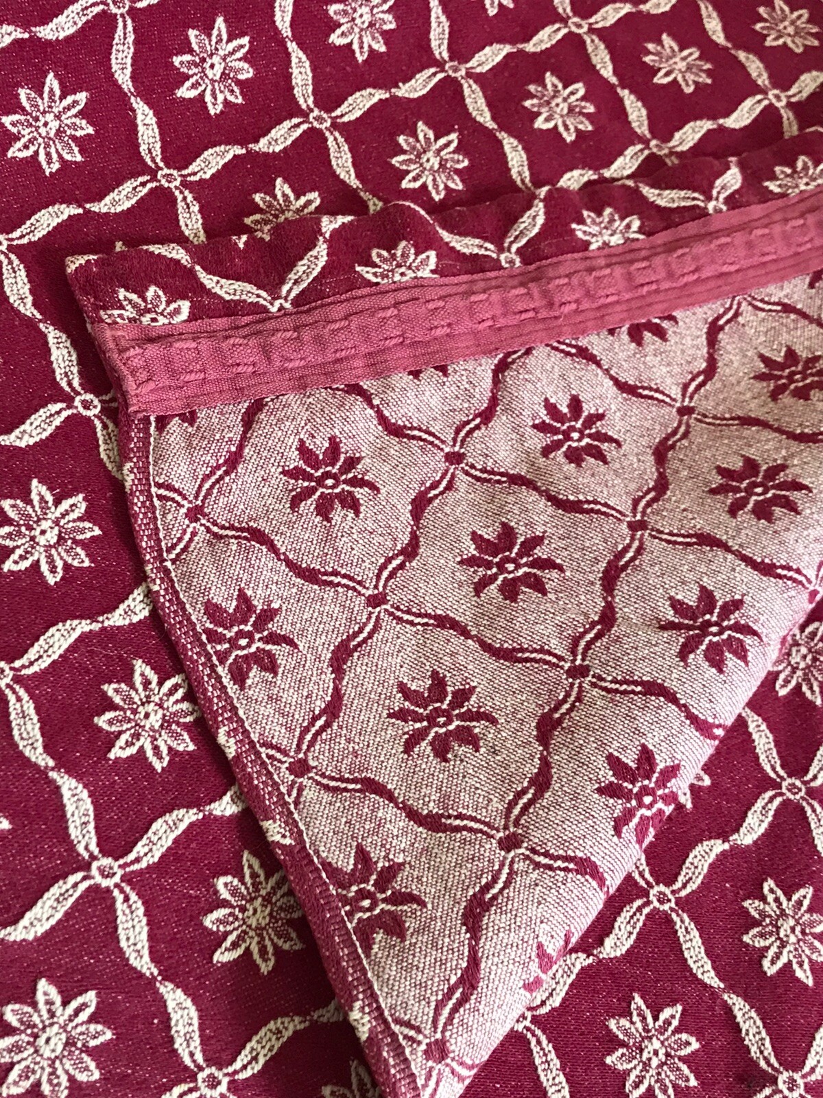 Vintage  Red Barkcloth  Curtains - Mid-century  Original 5