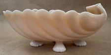 Cambridge Style Glass Crown Tuscan Nautilus Shell Footed Oval Trinket Candy Dish