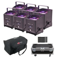 JMAZ Lighting MAD PAR RB RGBAL C LED Uplights 6-Pack w Charging Case