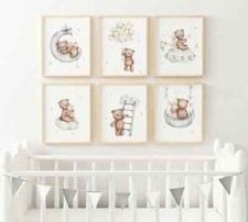 Teddy Bear Poster Wall Art Neutral Baby's Nursery Room Decor Playroom Posters
