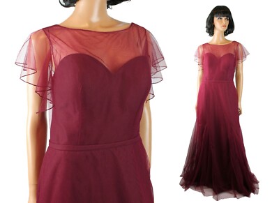 NWT Marys Amalia Bridesmaid Dress Sz 12 L Long Mulberry Purple Tulle Prom  Gown | eBay