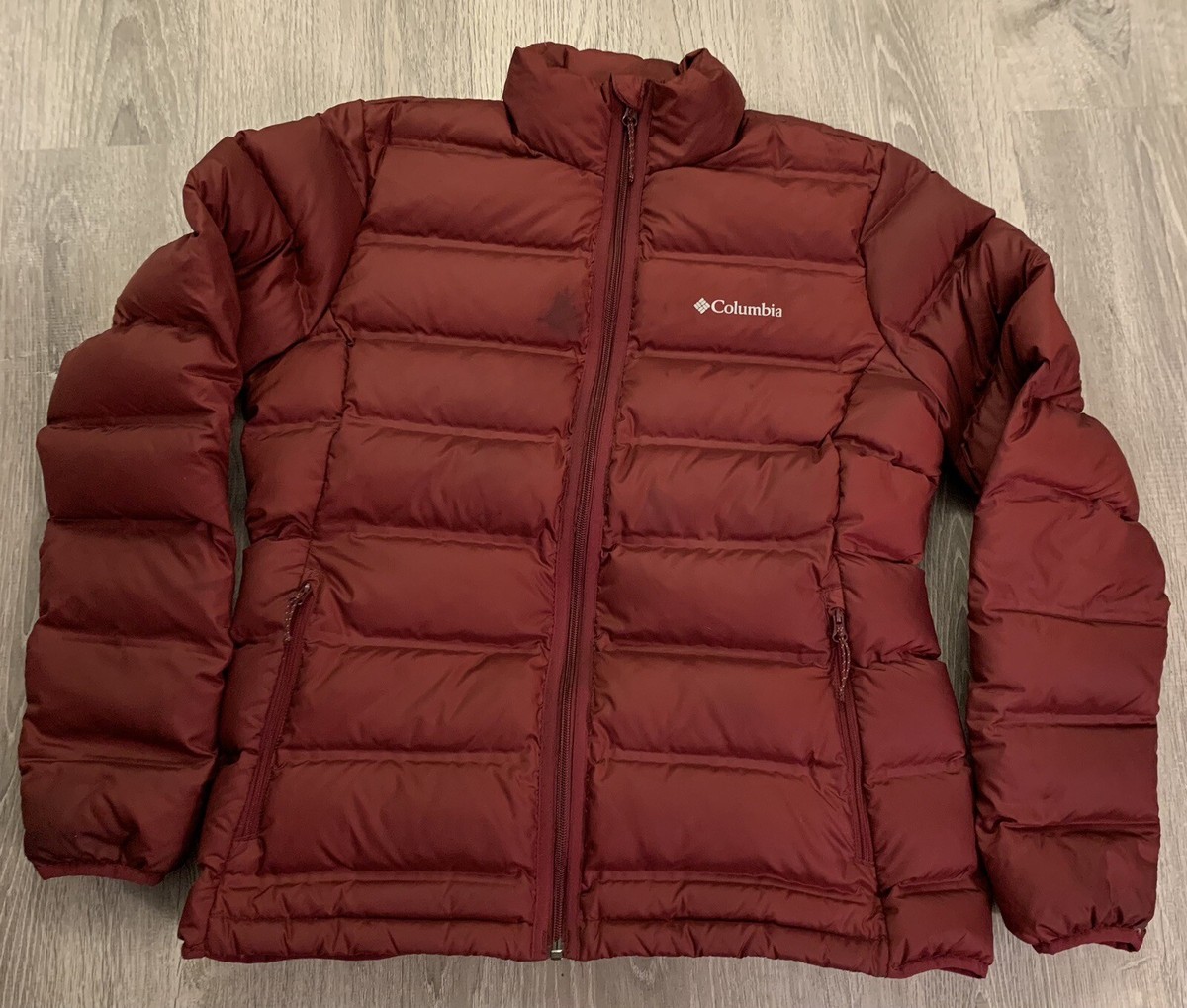 Womens Columbia Duck Down Puffer Jacket Heat Seal Red 700 Duck Feather