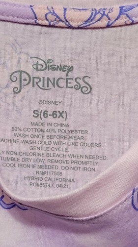 Disney Princesses NEW♈Girl's Printed knit Dress size S~Lilac/blue birds/rose - Foto 4 di 5