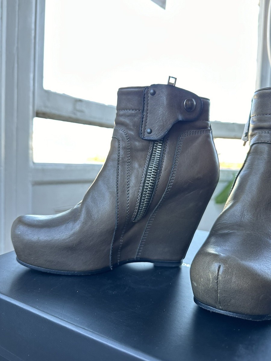 Rick Owens Black Leather Wedge Boots Sz 36 EU / 6 US Ankle