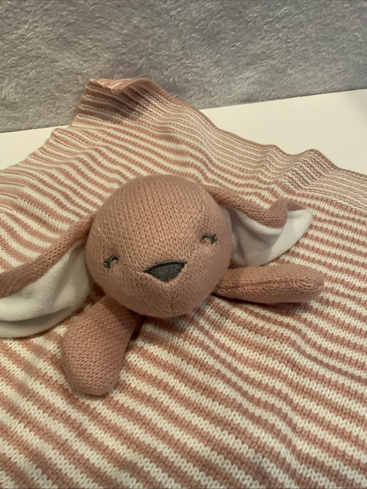 Carter's Knit Rabbit 婴儿安全毯 兔子 粉红色 紫红色 婴儿 爱人 女孩 — 第 2/4 张图片