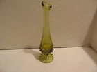 Fenton 9" Green Swung Hobnail Glass Bud Vase