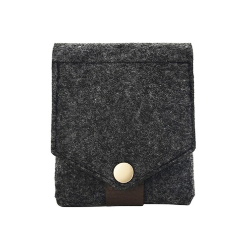 Mini Portable Lipstick Bag with Mirror Square Snap Button Storage Pouch Felt