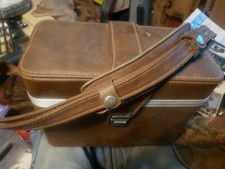 Unbranded Large Light Brown Hard Shell Vintage Camera Case / Holder w/ Strap