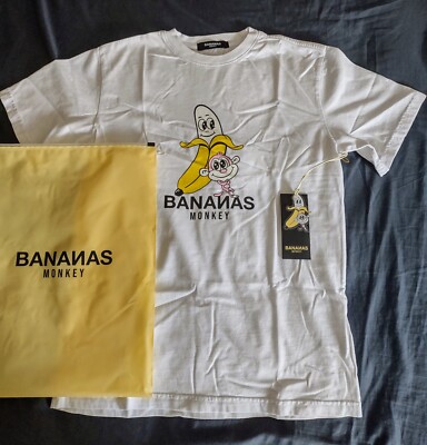 Bananas Monkey T-shirt White Youth Size L