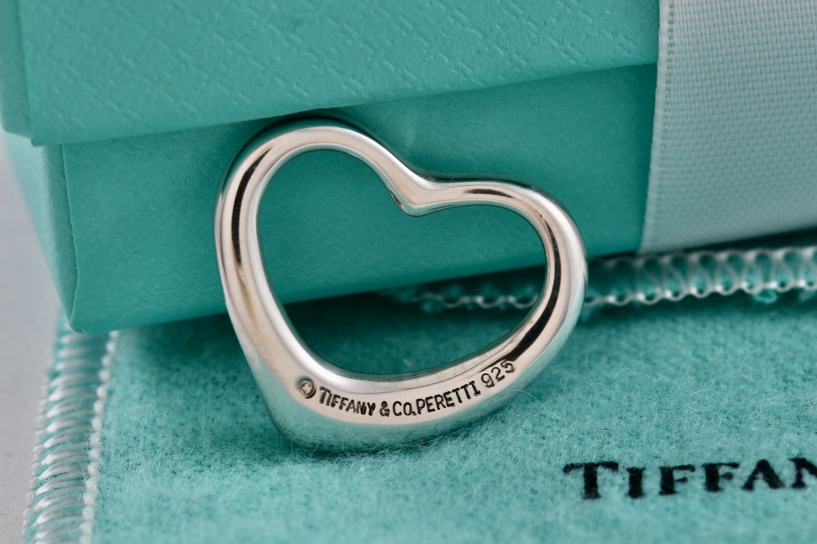 TIFFANY STERLING SILVER OPEN HEART NECKLACE