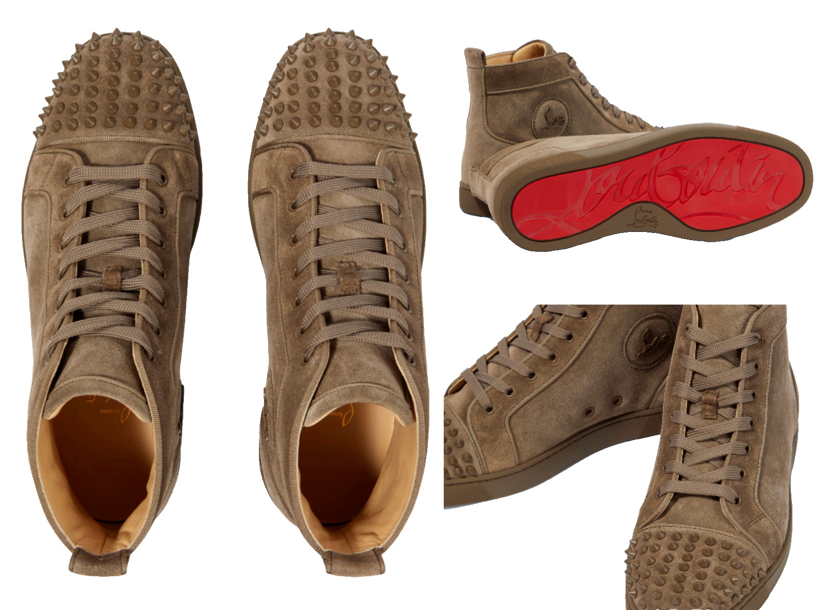 Christian Louboutin Louis Spikes Flat Suede Sneakers Shoes 43