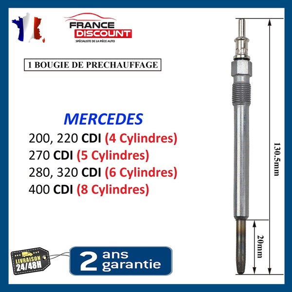 GlüHkerze Diesel M10X100 130,5 Mm FüR RHD LHD Partsline A0011592801 A0011593701-image