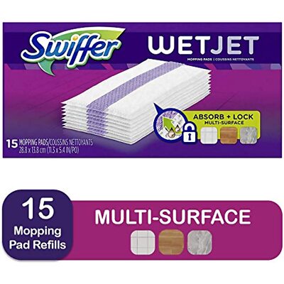 Swiffer Multi Surface Wetjet Hardwood Floor Cleaner Spray Mop Pad Refill, 15