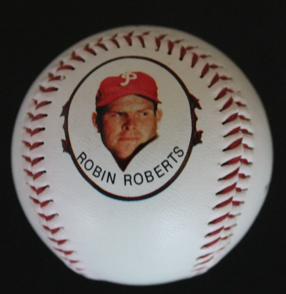 Robin Roberts (d.2010) HOF Philadelphia Phillies Autograph Fotoball Baseball JSA - Image 4 of 4