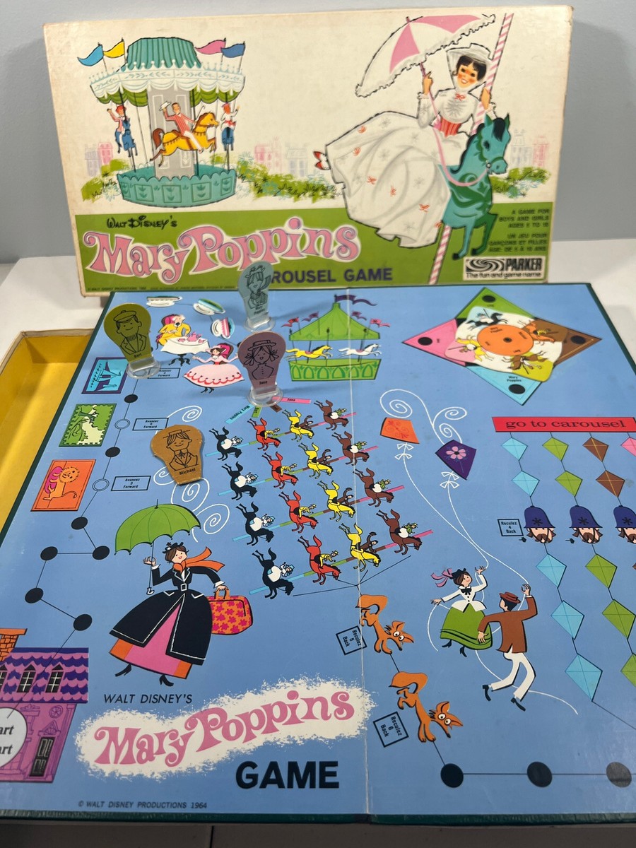 1964 Walt Disney's Mary Poppins Carousel Game By Parker Brothers