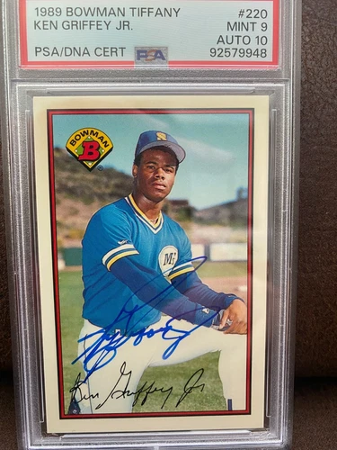 1989 BOWMAN TIFFANY #220 KEN GRIFFEY JR. ROOKIE RC PSA 9 AUTO 10