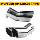 Silver Stainless Steel Angle Dual Exhaust Tip For 1.5-2.4" Outlet Tailpipe USA