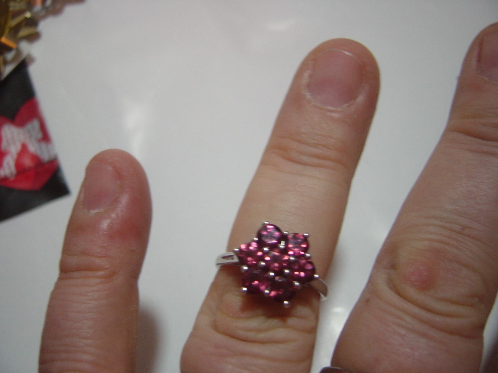 Vintage Solid Silver flower Ring- Superb-raspberr… - image 6