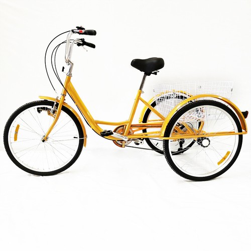 24 Zoll Erwachsene Dreirad 6 Gang 3 Räder Fahrrad Seniorenrad Tricycle mit Korb - Afbeelding 35 van 57