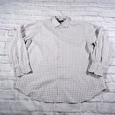 Hart Schaffner Marx Gray Gingham Plaid Cotton Long Sleeve Mens Shirt XL