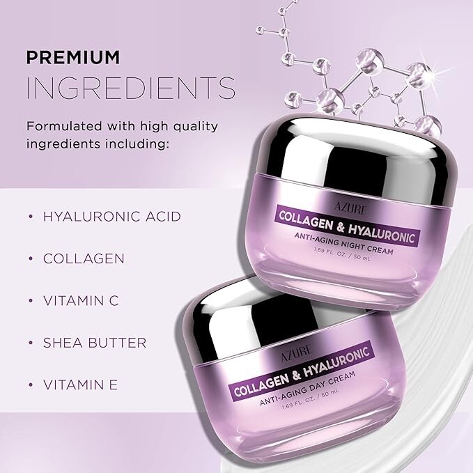 AZURE Collagen & Hyaluronic Acid Day/Night Cream Value Set -2x