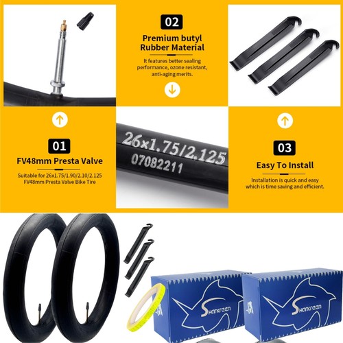26X1.90/1.95/2.10/2.125 MTB BIKE INNER TUBES PAIR OF 2-fv -48mm - Picture 13 of 13