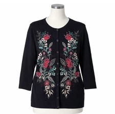 Christopher  Banks Hand Embroidered Cardigan Sweater Buttons Size M Med