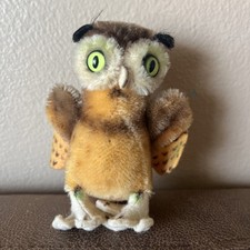 Vintage Steiff Germany Miniature 4" Mohair "Wittie" Owl 50's 60's