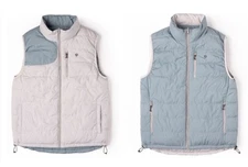 Duck Camp Goose Down Puffer Vest Hunting Full Zip Green & ivory  Sz XL