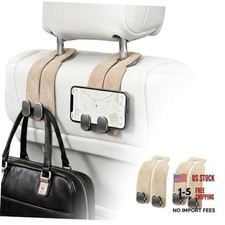 Headrest Hooks for Car, Car Hooks for Purses and Bags Pack 2 Beige