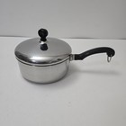 Vintage Farberware 1-1/2 Qt Quart Stainless Steel Pan W/Lid Aluminum Clad USA