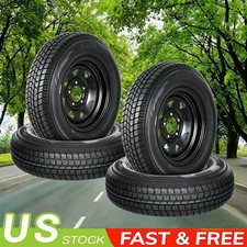 4pack St205 75d14 Tire St20575d14 Trailer Tires With 14 Rims 5 Lug On 4.5