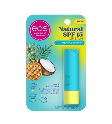 eos Natural SPF 15 Lip Balm- Pineapple Coconut, Daily Protection, Water Resis