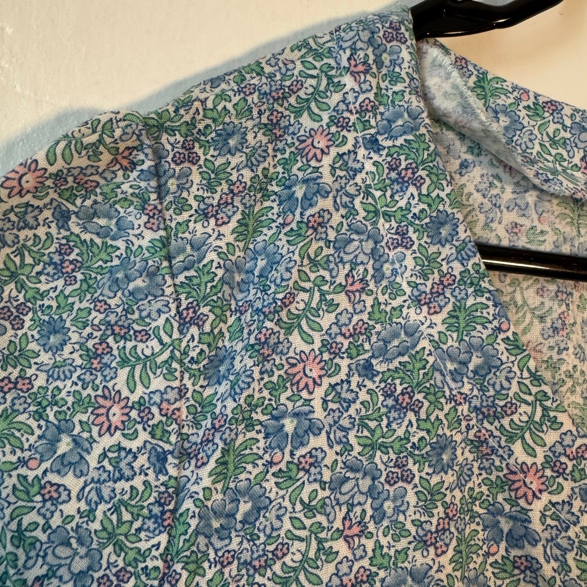 Vtg 1950s Style Blue Floral Ditsy Liberty Dress Pockets Cottagecore Prairie View 3