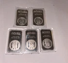 NO RESERVE! 5x 1 Troy ounce of .999 Silver Bar In Plastic - APMEX