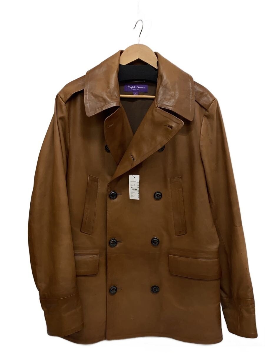 Ralph Lauren Purple Label/Purple Label/Leather Pea Coat/M/Cowhide/Brown/With Sta