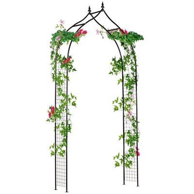 Outsunny Metall Vintage Stil Gartenbogen Rasen Laube Rankgitter Kletterpflanze Rose