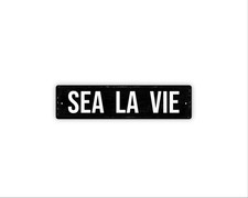 Sea La Vie Sign Metal Wall Decor for Beach House, Coastal Kitchen or Patio,