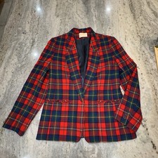 Vintage Pendleton Women S Blazer 100 Wool Tartan Plaid Academia Red Preppy USA