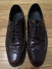 Vintage Florsheim Wingtip Oxfords Made in USA 11 D Burgundy Leather