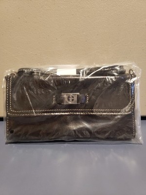 Gianni Bernini Leather Wallet Shoulder Bag Macy's $55 Tag Brand New In Plastic