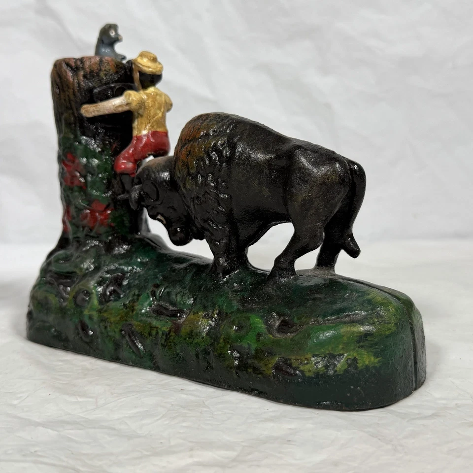 Original Butting Buffalo CAst Iron Mechanical Bank BOOK OF KNOWLEDGE - Image 4 of 4