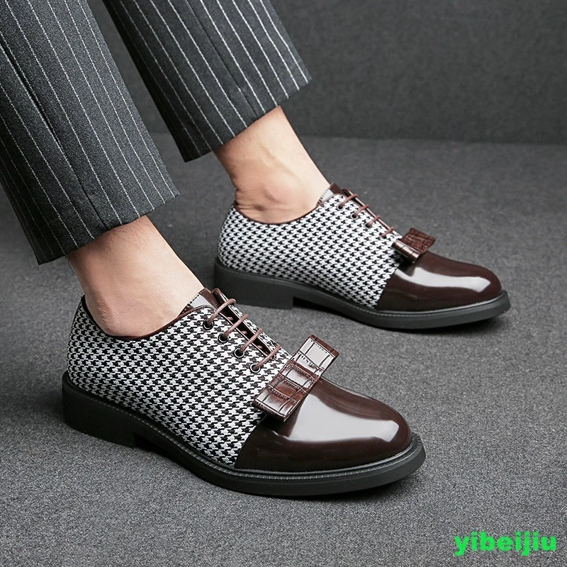 Zapatos de vestir para hombre con moño y faja de golondrina de dos tonos tela de cuero empalme moda Foto 4 de 4