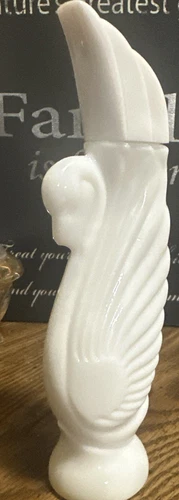 Vintage Avon Milk Glass Swan Lake Bottle Elusive Cologne Some Contents Left