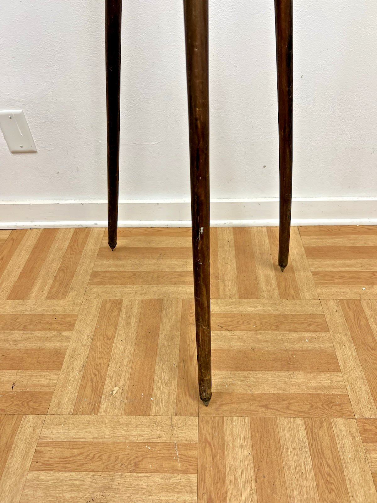 Vintage WOOD TRIPOD rustic decor transit light stand survey industrial brass 4'