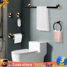 5 Piece Bathroom Bath Hardware Accessories Set Towel Bar Kit Stainless Steel New