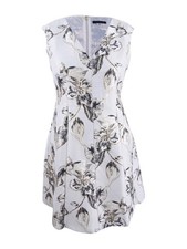 Tommy Hilfiger Women's Shine Brocade Fit & Flare Dress (14, Gold)