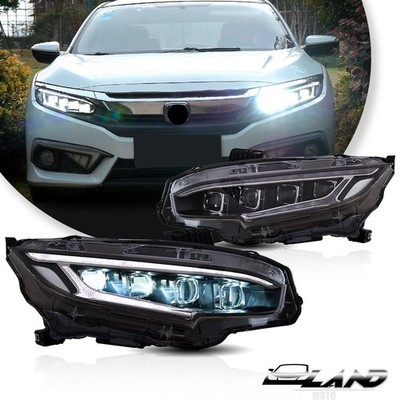Full LED Projector Headlights w/Sequential Signal For 2016-2021 Honda Civic Pair